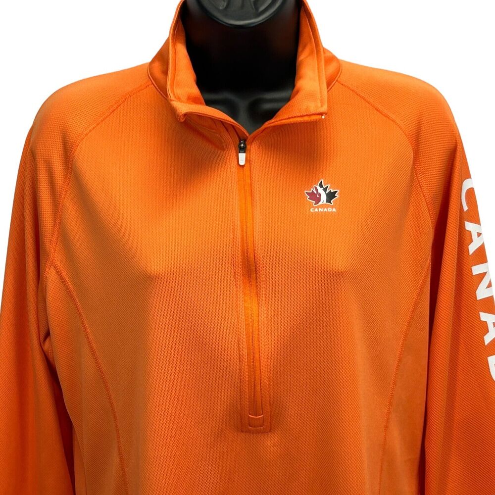 Hudsons Bay Golf Canada Womens 1/2 Half Zip Shirt Golfer Golfing Orange L Large